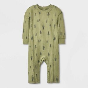 NEW! Grayson Collective Baby Seamed
Long Sleeve Romper - Green with trees